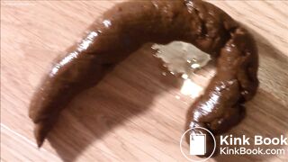 European milf produces a long turd.