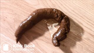 European milf produces a long turd.