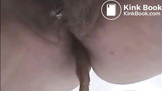 Hairy BBW Pooping Over Toilet