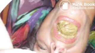 Amateur scat pooping eating wife