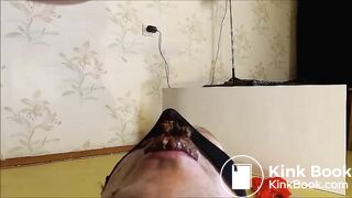 Hot mia feeding her slave from a chair