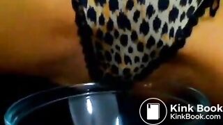 camgirl pees and licks her poo stained panties