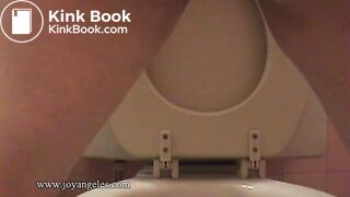 Sexy girl shits over the toilet for us