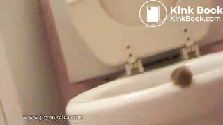 Sexy girl shits over the toilet for us