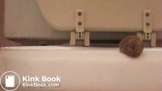 Sexy girl shits over the toilet for us