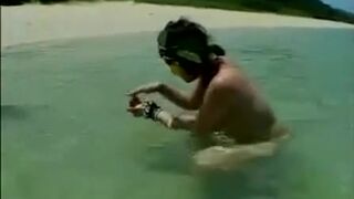 (SMEARING) (VINTAGE) Japanese Lesbians Skinny Dip and Shit in the Ocean