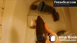 Scat blonde full body shit smear with saved loads