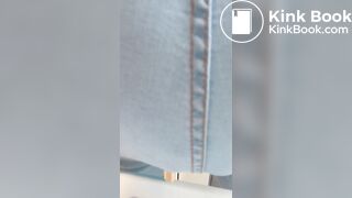 cute girl fills her blue jeans