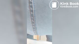 cute girl fills her blue jeans