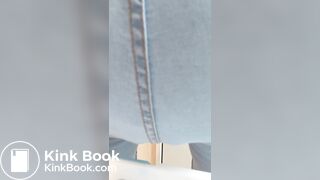 cute girl fills her blue jeans