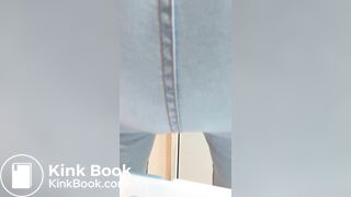 cute girl fills her blue jeans