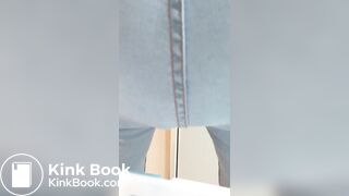 cute girl fills her blue jeans