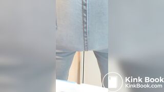 cute girl fills her blue jeans