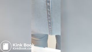 cute girl fills her blue jeans