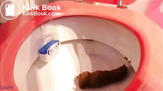 Hot Blondie moans and poop a big pile