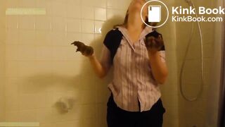 Girl pooping in pants and passing the shit in the face