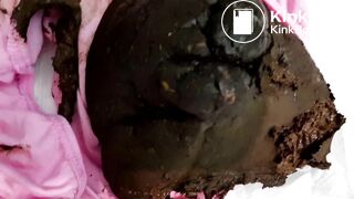 Huge Pink Panty Poop Jeans Skirt