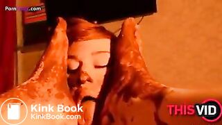 Pretty girl licks shit on feet