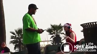 Sexy santa pretends to shit herself in public