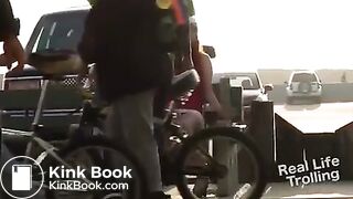 Sexy santa pretends to shit herself in public