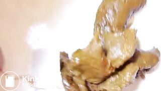 Super Hot Girl with Hairy Pussy Poops on the Floor for You