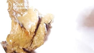 Super Hot Girl with Hairy Pussy Poops on the Floor for You