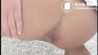 Brunette beauty shitting outside