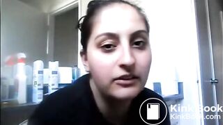 Woman shows her poops in the toilet