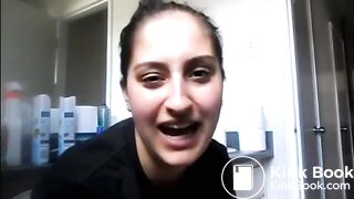 Woman shows her poops in the toilet