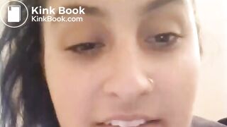 Woman shows her poops in the toilet