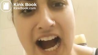 Woman shows her poops in the toilet
