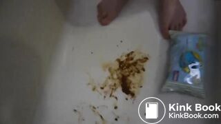 DP masturbation with two shitty dildos