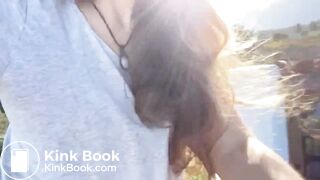 Woman Crazy Shit on Rooftop-Railing