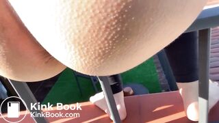 Woman Crazy Shit on Rooftop-Railing