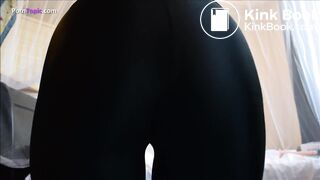 Poop in black leggings