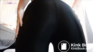 Poop in black leggings