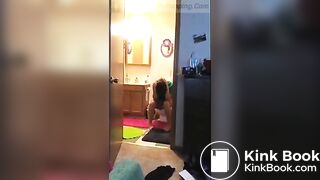 black girl poops on toilet