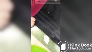 black girl poops on toilet