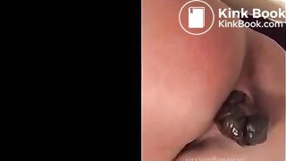 Ebony girl shits thick turd