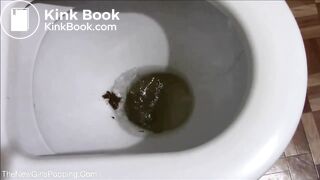 Blonde_Side_View pooping on the toilet