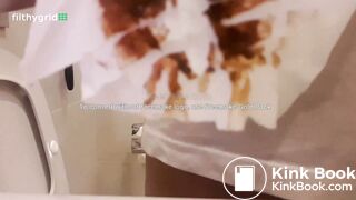 beautiful sexy blonde with mask pooped and peed