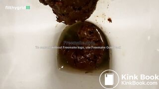 beautiful sexy blonde with mask pooped and peed