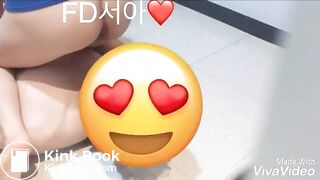 Pretty korean queen girl pooping and pissing on her slave