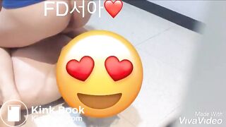 Pretty korean queen girl pooping and pissing on her slave