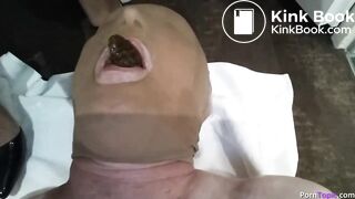 lady shits a slave in the mouth