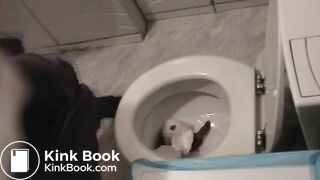 Girl on toilet pisses then releases a few logs
