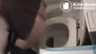 Girl on toilet pisses then releases a few logs