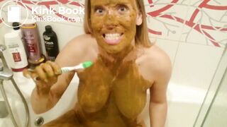 Blonde Brushes Teeth With Shit