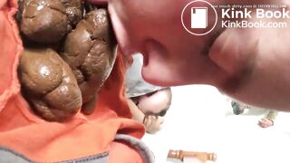 Guy lick and sniff girlfriend poo