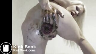 Blond Whore Fists Ass with Scat